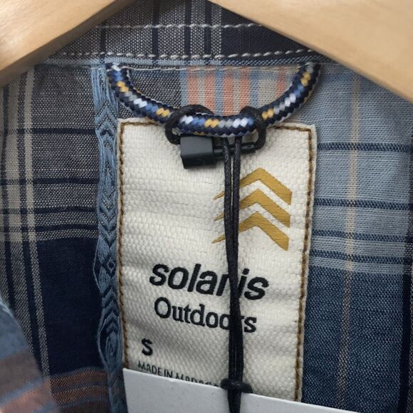 Solaris Outdoors Mens Small Snap Front Shirt Blue Plaid Short Sleeve Pocket NEW - Picture 3 of 7